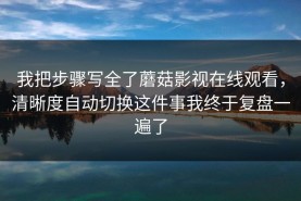 我把步骤写全了蘑菇影视在线观看，清晰度自动切换这件事我终于复盘一遍了