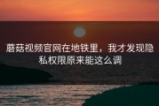 蘑菇视频官网在地铁里，我才发现隐私权限原来能这么调