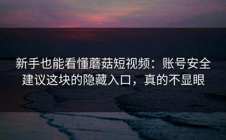 新手也能看懂蘑菇短视频：账号安全建议这块的隐藏入口，真的不显眼