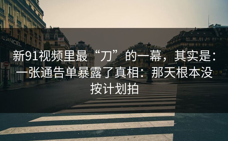 新91视频里最“刀”的一幕，其实是：一张通告单暴露了真相：那天根本没按计划拍