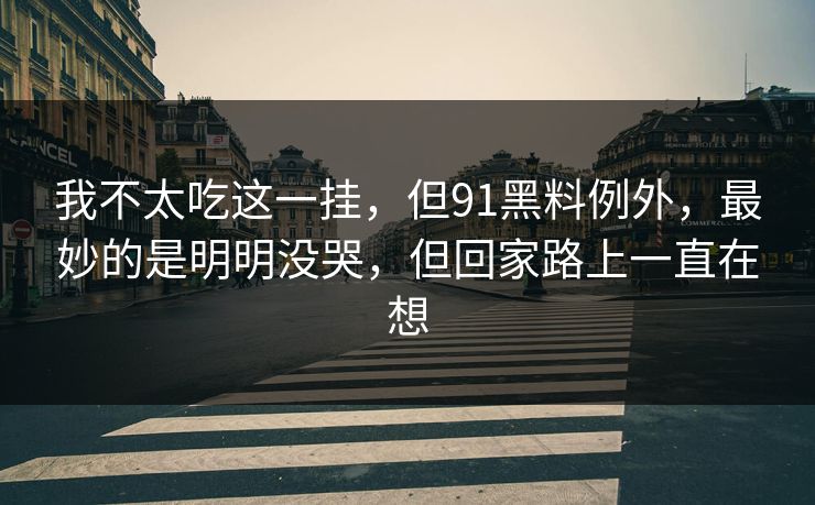 我不太吃这一挂，但91黑料例外，最妙的是明明没哭，但回家路上一直在想