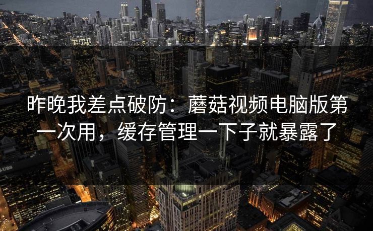 昨晚我差点破防：蘑菇视频电脑版第一次用，缓存管理一下子就暴露了