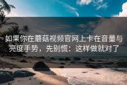 如果你在蘑菇视频官网上卡在音量与亮度手势，先别慌：这样做就对了