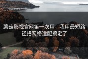 蘑菇影视官网第一次用，我用最短路径把网络适配搞定了