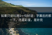 如果只说91网1一句好话：字幕后的那一下，不是彩蛋，是补完