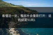 看懂这一处，整部片会重新打开：说的就是91网1