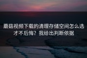 蘑菇视频下载的清理存储空间怎么选才不后悔？我给出判断依据