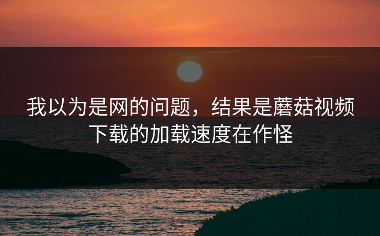 我以为是网的问题,结果是蘑菇视频下载的加载速度在作怪 我以为是网的问题,结果是蘑菇视频下载的加载速度在作怪