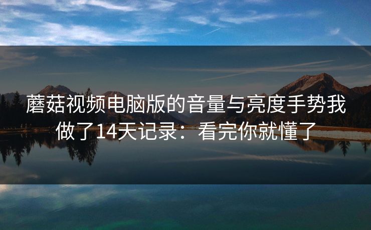 蘑菇视频电脑版的音量与亮度手势我做了14天记录：看完你就懂了