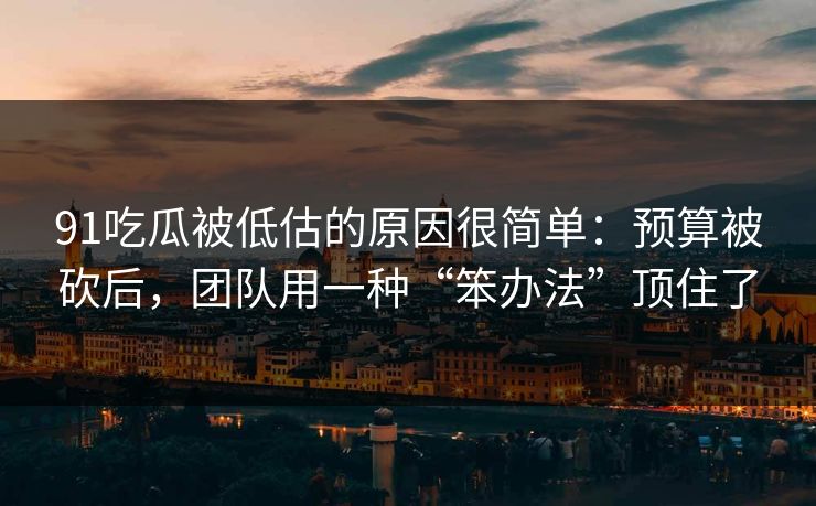 91吃瓜被低估的原因很简单：预算被砍后，团队用一种“笨办法”顶住了