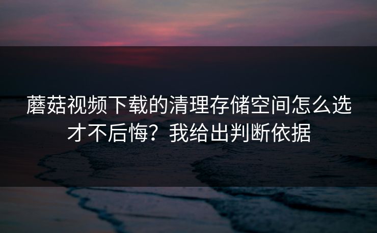 蘑菇视频下载的清理存储空间怎么选才不后悔？我给出判断依据