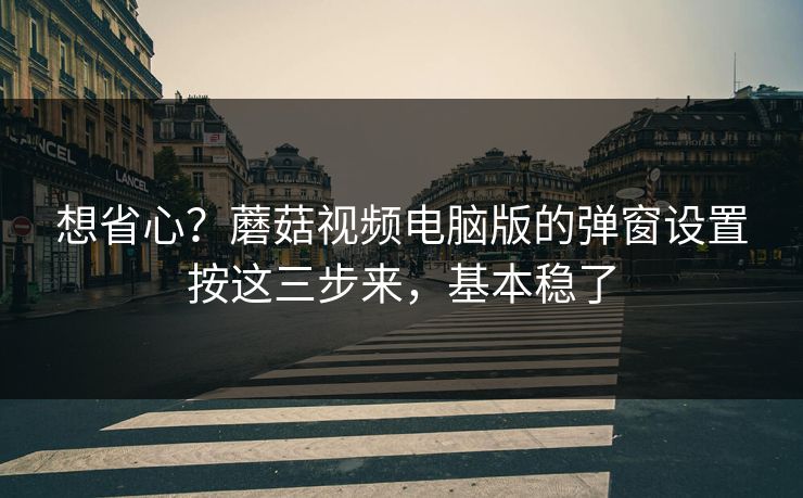 想省心？蘑菇视频电脑版的弹窗设置按这三步来，基本稳了