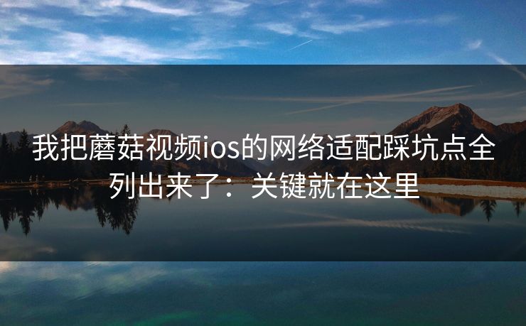 我把蘑菇视频ios的网络适配踩坑点全列出来了：关键就在这里