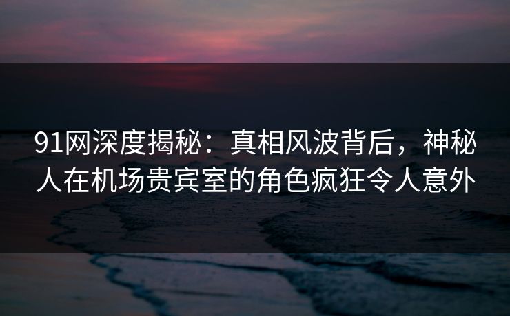 91网深度揭秘：真相风波背后，神秘人在机场贵宾室的角色疯狂令人意外